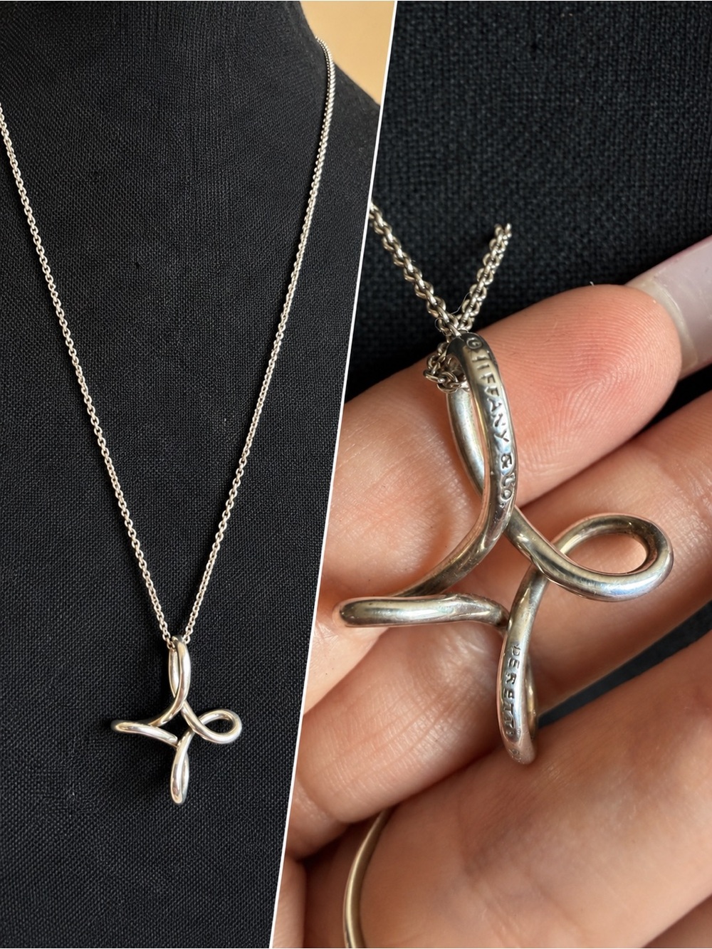 Tiffany & Co. Authentic Elsa Peretti Infinity Cross Pendant Necklace / 925 EUC✨